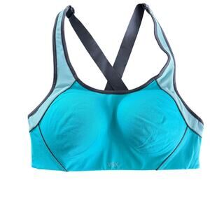 Victoria's Secret VSX Sport Sports Bra 34C Turquoise Gray Crossback Athletic
